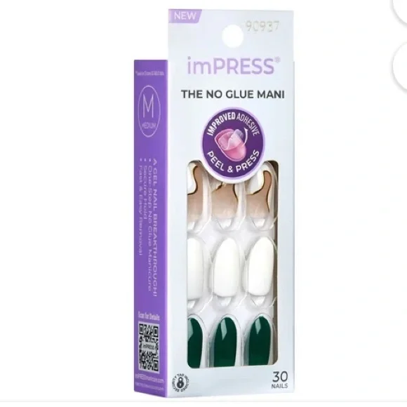 imPRESS Peel & Press Nails - White/Green - Picture 2 of 6
